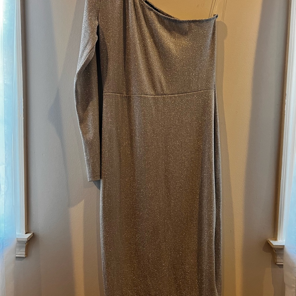 CBR Glittering Silver One-Shoulder Dress